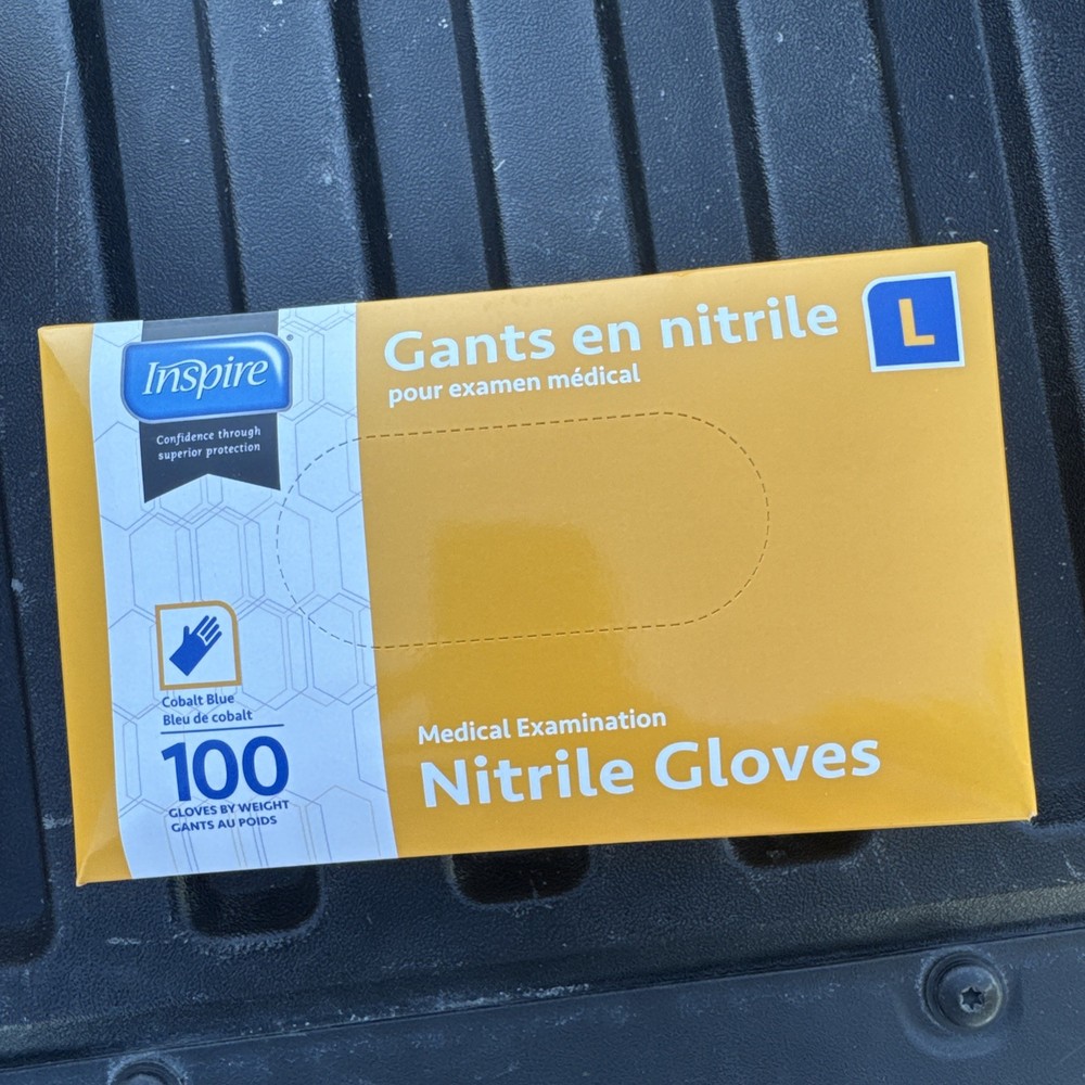 New Inspire Cobalt Blue Medical Examination Nitrile Gloves Size L Box of 100
