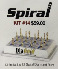 MDT Dental 1 The HELIX Kit#14. 24 Karat Gold FG Diamond Burs & autoclavable