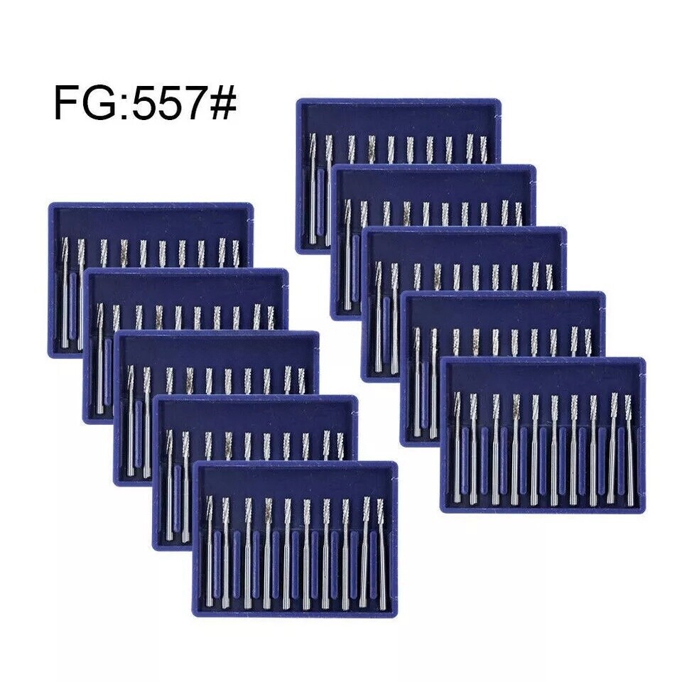 USA Dental Midwest FG #557 Clinic Length Cross Cut Carbide Burs 100/Pk（19mm）