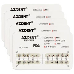 AZDENT Dental Ortho Brackets Braces Mini/Standard Roth/MBT 018/022 3/Hooks 3-4-5