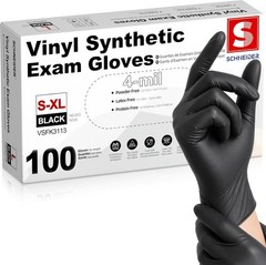 Black Vinyl Disposable Gloves – 4 Mil Latex-Free Exam & Food Prep Gloves – 10…