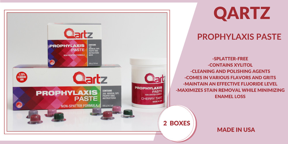 QARTZ PROPHY PASTE CUPS BUBBLE GUM MEDIUM 200/BOX DENTAL W/FLOURIDE – 2 BOXES