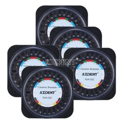 AZDENT Dental Orthodontic Ceramic Brackets 5*5 Roth MBT 022 Hooks 345 20Pcs/pack