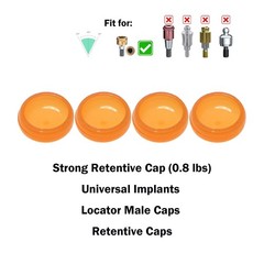 Dental Overdenture Locator Implant Abutment Retention Caps Male Cap Inserts Set