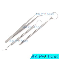3 Instrument Basic Dental Set Mirror Explorer College Plier GERMAN GRADE PR-0022