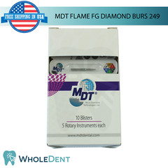 Dental MDT Flame 249 FG Diamond Burs Slender L22.0mm Smooth Polished Finish