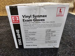 (QTY 1000) Basic Blue Vinyl Synmax Exam Gloves L SIZE BMPF-3003