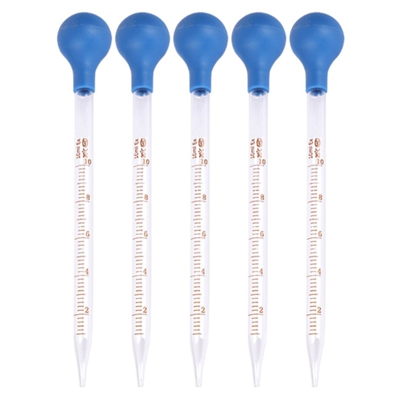 5 Pcs Glass Pipette Dropper 0.5ml, 1ml, 2ml, 3ml, 5ml, 10ml, Liquid Dropper