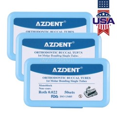 50 Sets AZDENT Dental Orthodontic Buccal Tubes Roth.022 1st Molar Bondable Tube