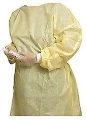 Yellow Isolation Gown Level3 40gsm PP+PE KnitCuff, Pack of 10 (1Bag)
