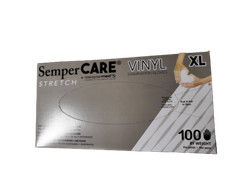 100 count Stretch White Vinyl Exam Gloves 4.7mil thick – Medium