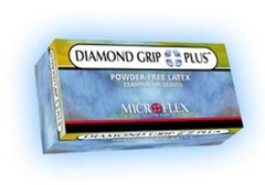 Diamond Grip Plus Latex Gloves: X-SMALL Powder-Free, Textured, Non-Sterile