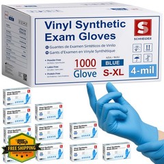 Schneider Blue Vinyl Exam Gloves 1000ct Small