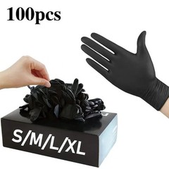 100PCS Black Nitrile Gloves Latex Free Disposable Work Cleaning Gloves