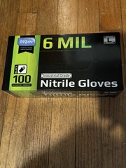 6 Mil Black Nitrile Gloves, Heavy Duty,, Powder-Free (100 Count) (L)