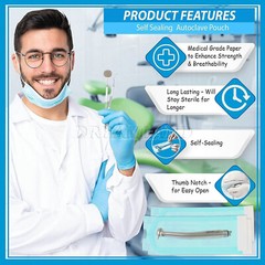 Sterilization Pouches- 3.5 ” x 10 ” Dental Medical Self Seal Pouch Bag 200 Bags