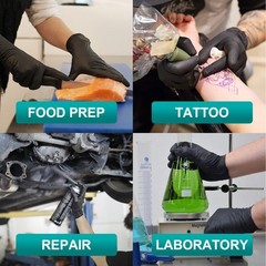 Large Pack of 100 Black Disposable Medical Exam Gloves Latex Free Food Safe