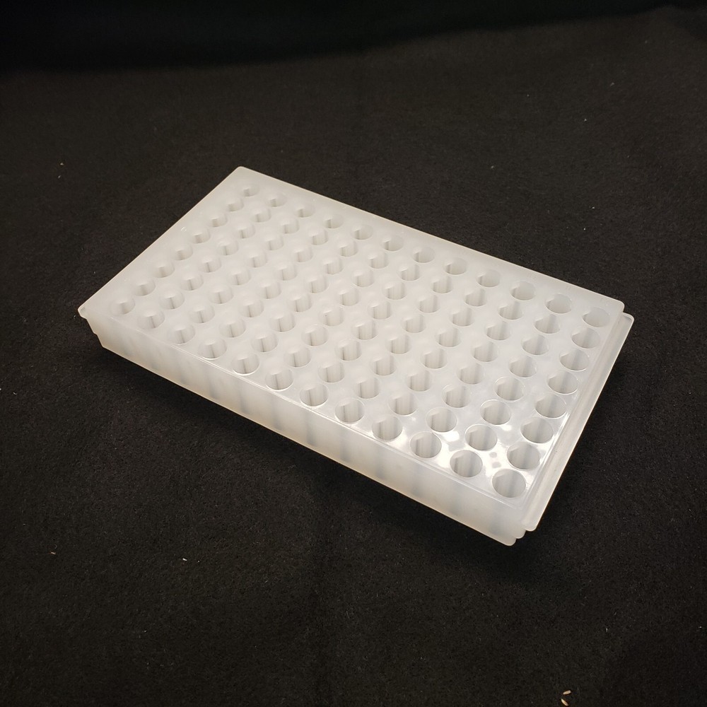 96-well reversible PP tube rack for 0.5, 1.5, & 2.0mL microtubes, WHITE, 4 CT