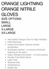 Atlantic Safety Orange Lightning Small Nitrile Powder Free Gloves 1box of 100