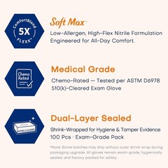 Supmedic Medical Soft Max Nitrile Exam Gloves 100 Count Latex-Free