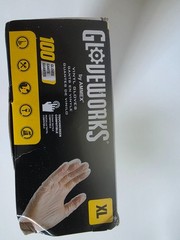 GLOVEPLUS Gloveworks Clear Vinyl Industrial Gloves, Box of 100, Size XL
