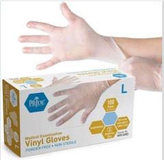 Medpride Medical Vinyl Examination Gloves Latex Free Pack of 100 LARGE