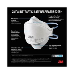 3M 9205PH20DC Aura 9205+ N95 Particulate Respirator – 1 Size Fits All 20/PK New