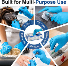 Schneider Nitrile Exam Gloves, Blue Disposable Gloves Latex Free Powder Free for