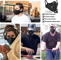 2x Anti Pollution Half Face Cover Respirator Mask With Filters Sports Facepiece