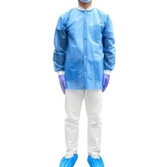 Pack of 10 Disposable Lab Jackets, Unisex Hip-Length Lab Coats 45gsm M-2XL