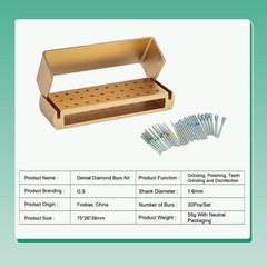 Dental Bur Burs Holder Block Disinfection Box Aluminium Autoclave 30 Holes Set