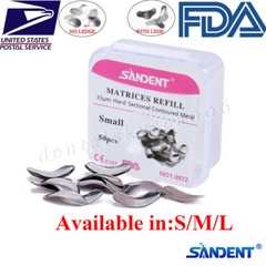 50PC Dental Metal Matrices Matrix Band Sectional Contoured Refill 35μm USA