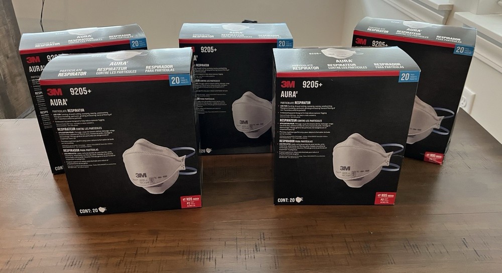 3M Aura 9205+ N95 Mask Lot of 100 (5×20) NIOSH Respirator Sealed Exp 10/2030