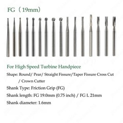 Dental Surgical Burs Drills High Speed FG 19/25mm Round Composite Polishing Bur