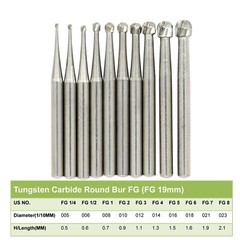 Dental Carbide Burs 19mm FG Straight Fissure Bur for High Speed