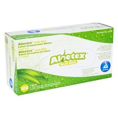 Dynarex Green Aloetex Latex Examination Gloves, Soothing Aloe, X-Small, 100/Box