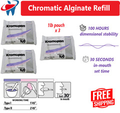 Kromopan Color Changing Alginate Dust Free 1lb pouch x 3 bags