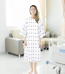 6 Pack Unisex Hospital Gowns, Patient Gowns for Women and Men with Back Tie, Com