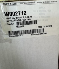 4 Pack Wheaton 1000 mL Media Storage Bottle Plastisol Coated GL45 Autoclave Safe