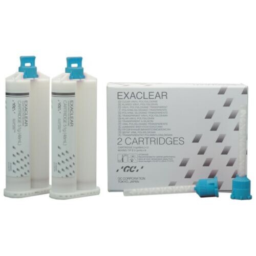 GC Exaclear Clear Vinyl Polysiloxane Dental VPS Bite Registration 2 Cartridges