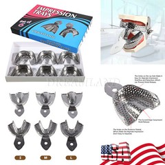 Dental Impression Trays Stainless Steel Perforated 6PC Upper+Lower S/M/L SKYSEA