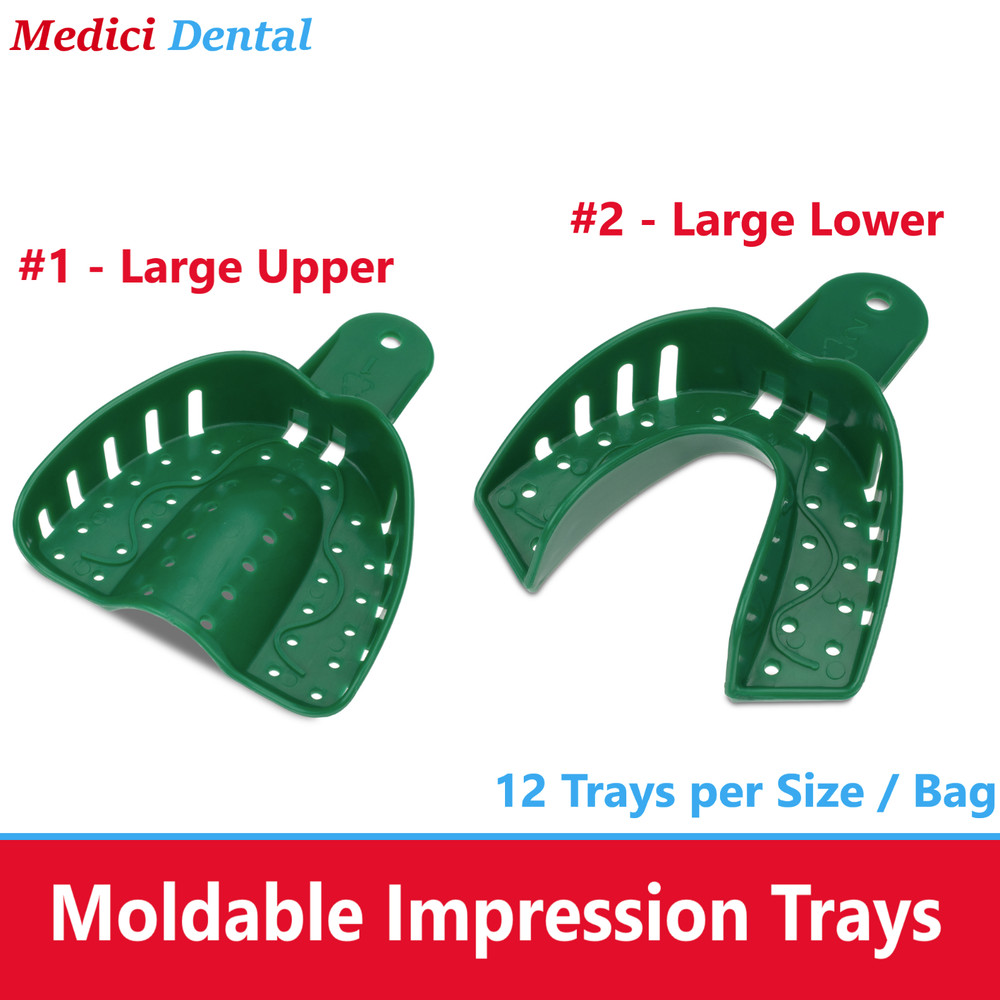 Dental VPS Impression Trays Perforated Plastic Heat Moldable, Accurate, 12/Bag
