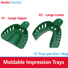 Dental VPS Impression Trays Perforated Plastic Heat Moldable, Accurate, 12/Bag