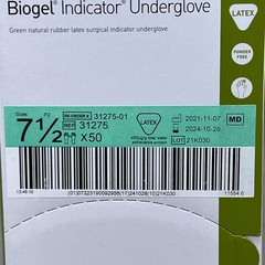 MOLNLYCKE Biogel Latex Surgical Indicator Underglove SZ 7.5 Green 50 Pairs 31275