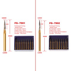 10-100PCS Dental Trimming & Finishing Gold Burs Carbide Burs FG 7901 7902 KY