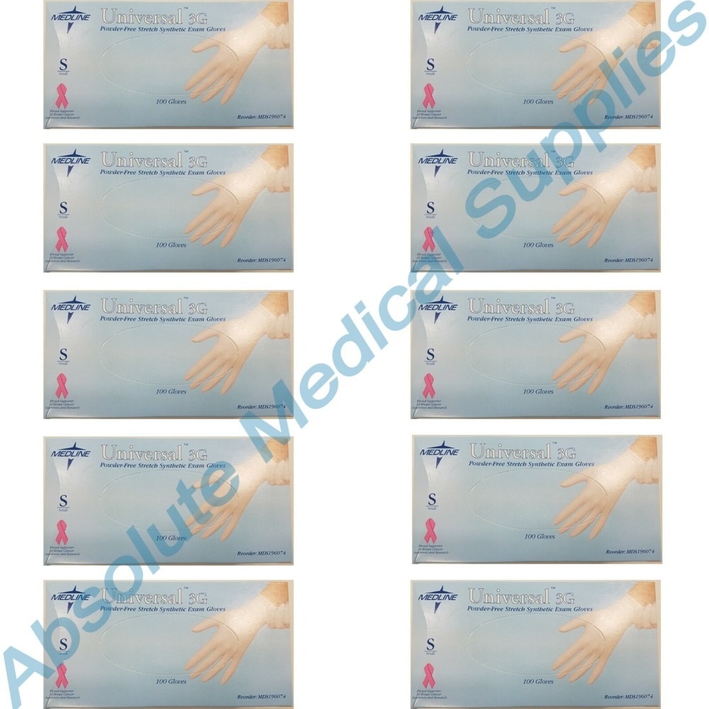*1,000-Gloves* Medline Universal 3G Polyvinyl Chloride White Small MDS196074