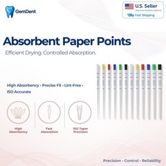 GemDent Paper Points Endodontic Absorbent ISO .02 .04 .06 F1 F2 F3 F4 MM Marked