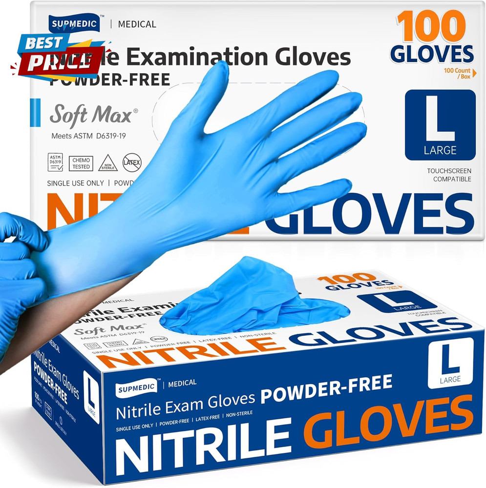 Medical Soft Max™ Nitrile Exam Gloves, 100 Count Latex-Free Powder-Free Non-Ster