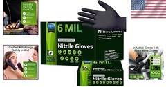 Heavy Duty Black Nitrile Gloves 6 Mil Disposable Medical Industrial 1000