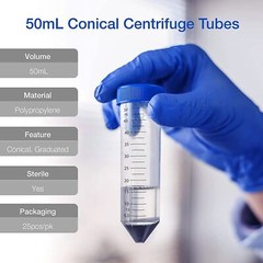 MS@ Conical Plastic Centrifuge Test Tubes 50mL 50Pcs Sterilized White Mark Area